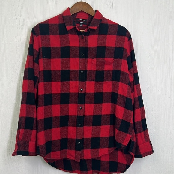 Madewell - Oversized Ex - Boyfriend Side Placket Buffalo Check Button Down Med - Picture 7 of 10
